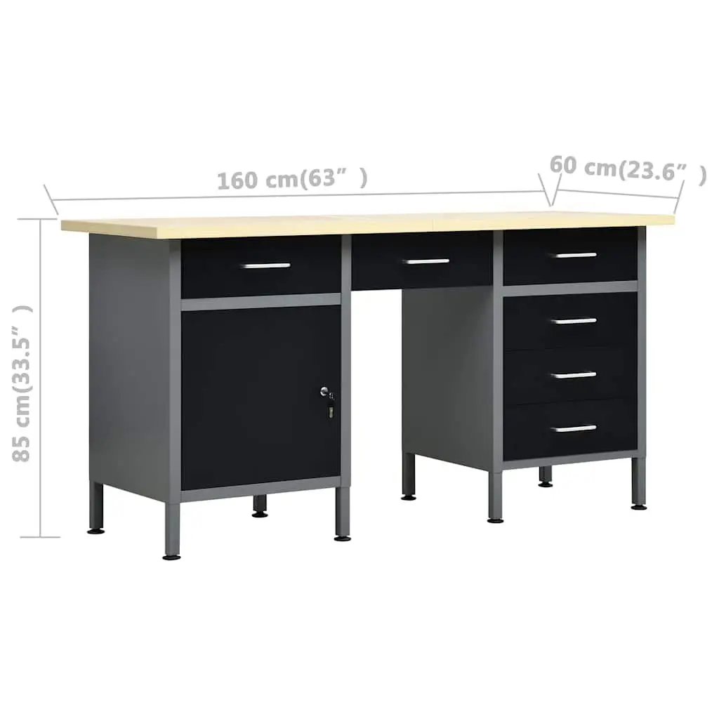 Workbench Tool Storage 4 Wall Panels Heavy Duty 500kg Black
