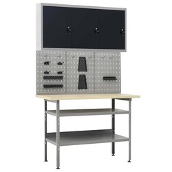 Durable Grey Workbench and Wall Cabinet for Safe Storage