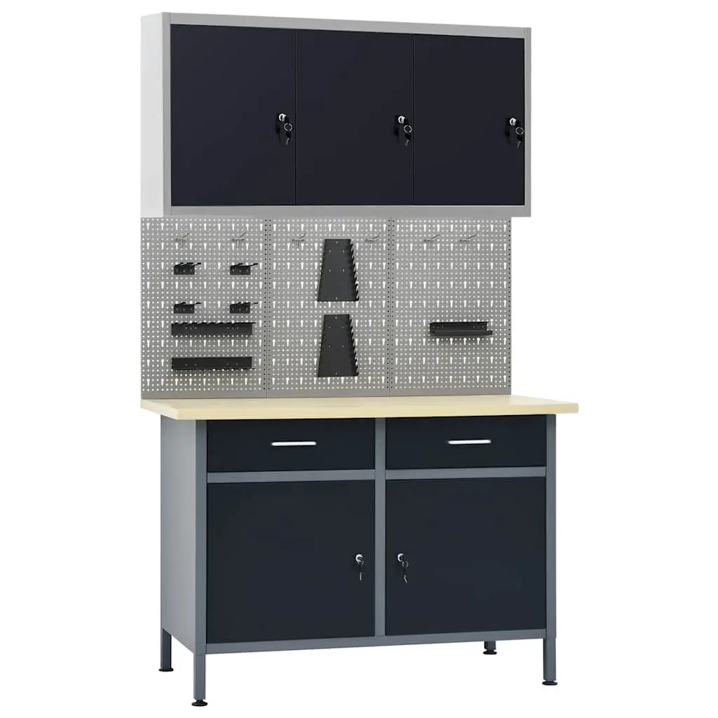 Black Workbench with Organized Storage