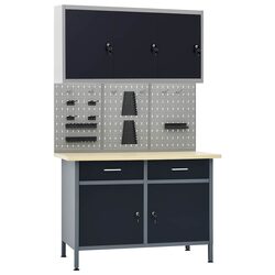 Reliable Black Workbench with Organized Storage
