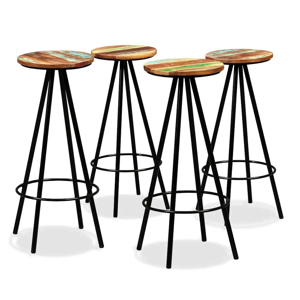 Bar Stools and Table Set 9 Piece Solid Reclaimed Wood Industrial Kitchen Dining