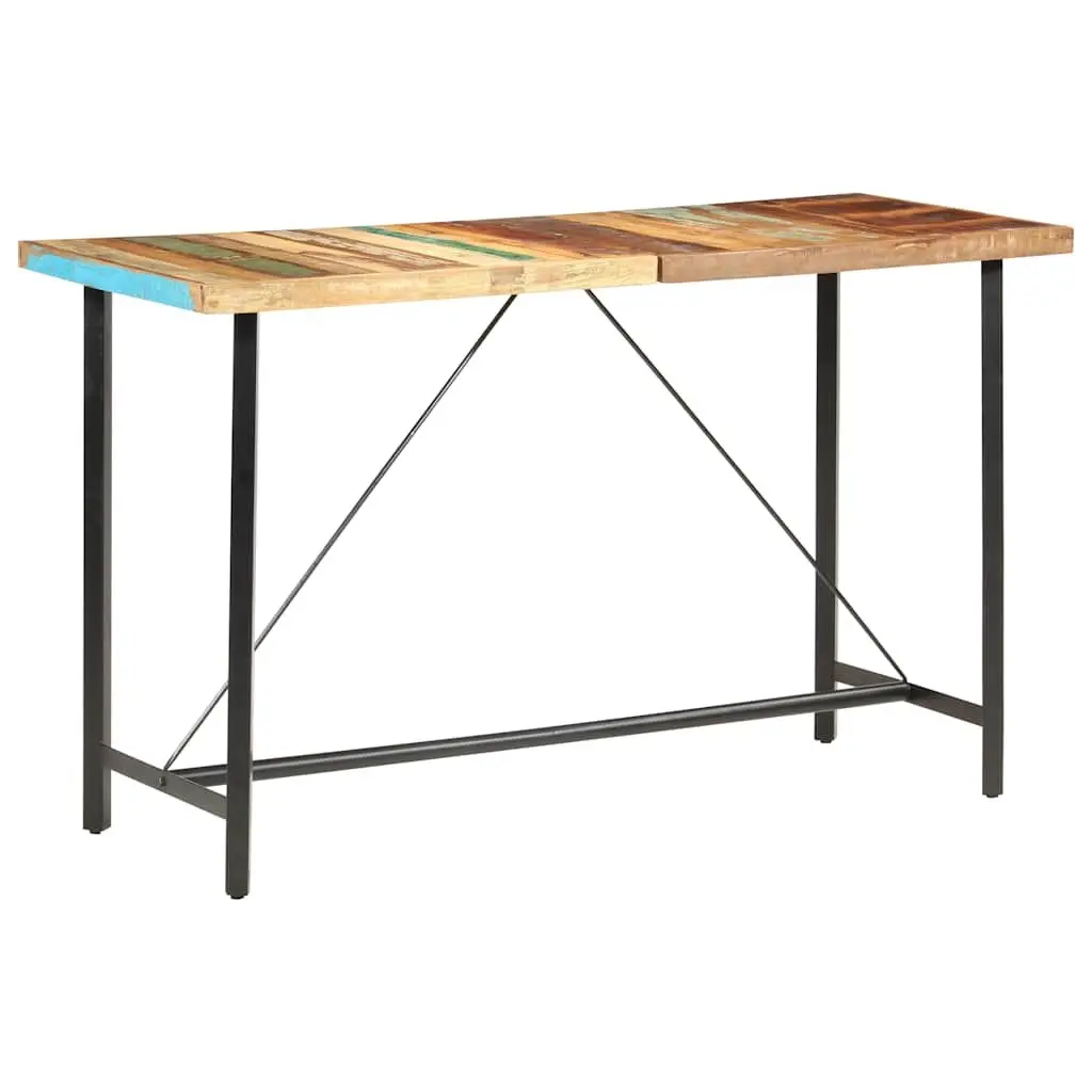 Bar Set 9 Piece Industrial Dining Furniture Solid Reclaimed Wood Table Brown Stools