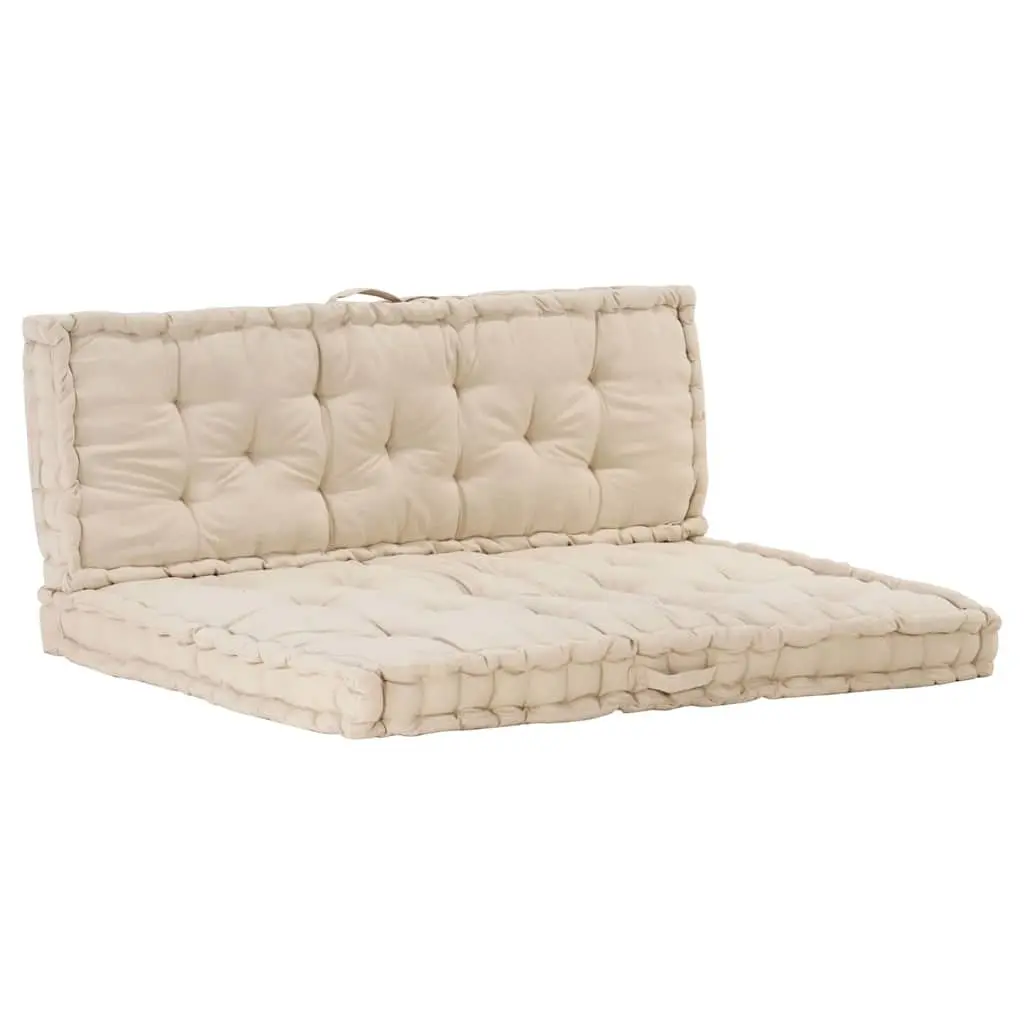 Pallet Floor Cushions Outdoor Garden Sofa Seat Pad 2 Piece Set Beige Cotton