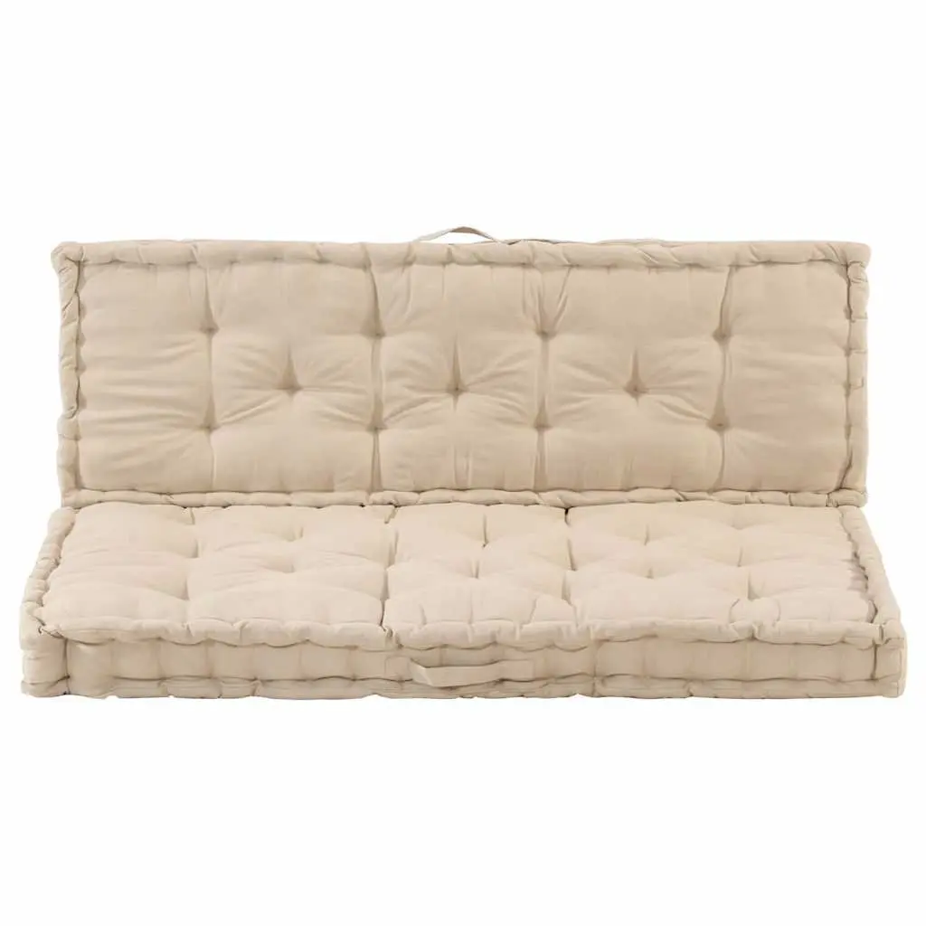 Pallet Floor Cushions Outdoor Garden Sofa Seat Pad 2 Piece Set Beige Cotton