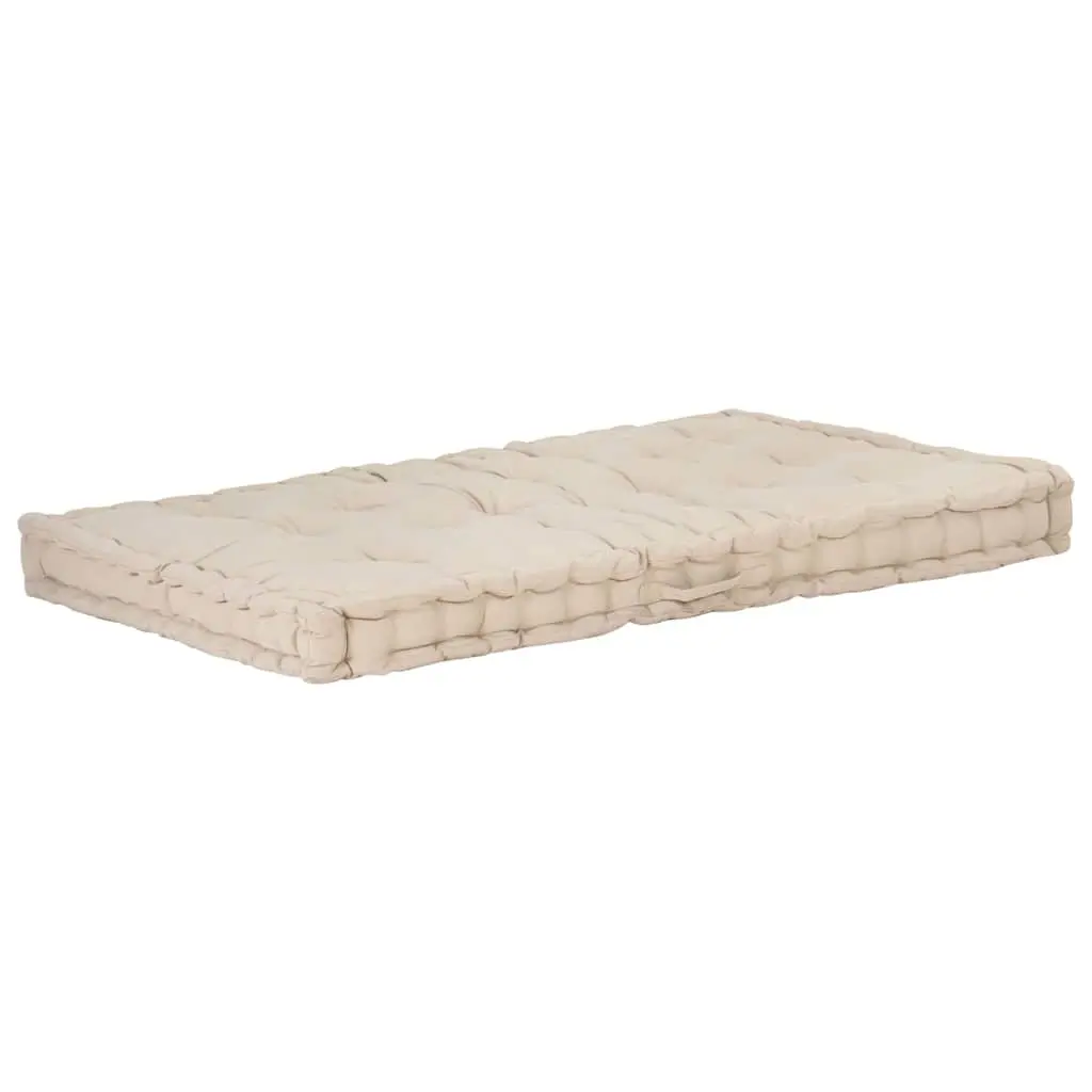 Pallet Floor Cushions Outdoor Garden Sofa Seat Pad 2 Piece Set Beige Cotton
