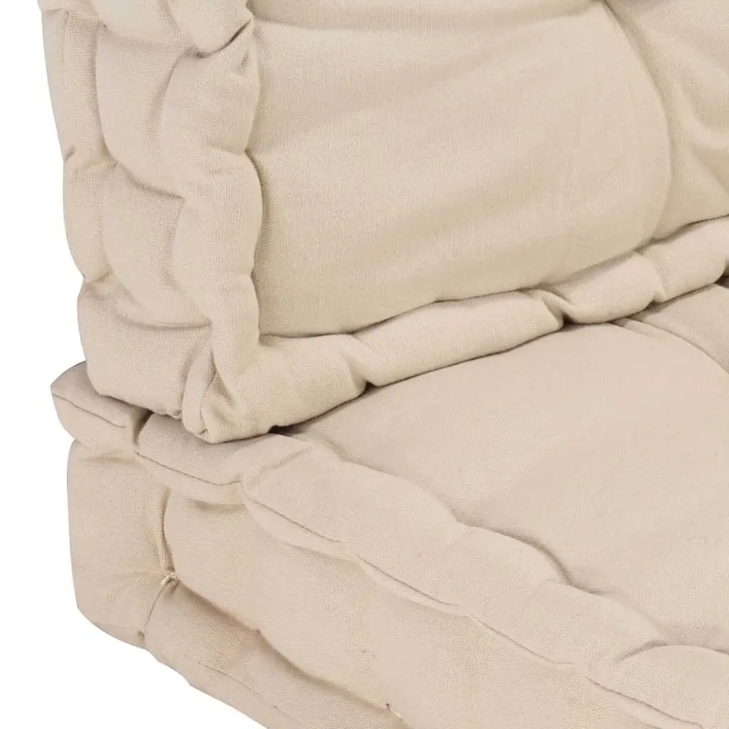 Pallet Floor Cushions Outdoor Garden Sofa Seat Pad 2 Piece Set Beige Cotton