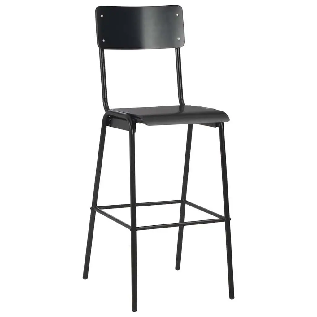Bar Stools Set 4 Pieces Black Stackable Dining Kitchen Chairs Steel Legs