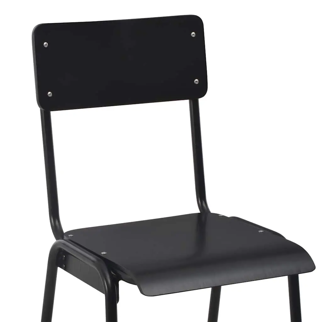 Bar Stools Set 4 Pieces Black Stackable Dining Kitchen Chairs Steel Legs