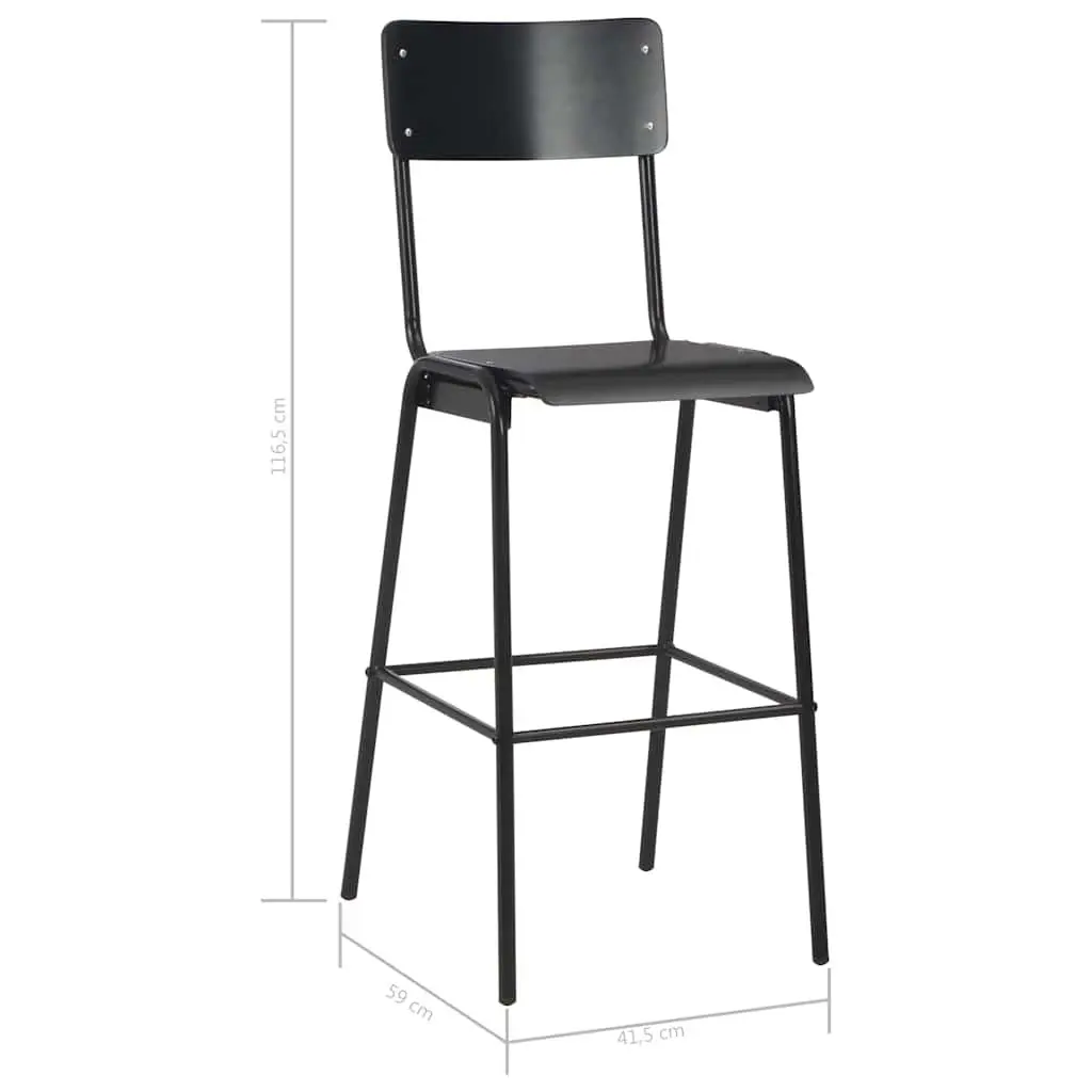 Bar Stools Set 4 Pieces Black Stackable Dining Kitchen Chairs Steel Legs