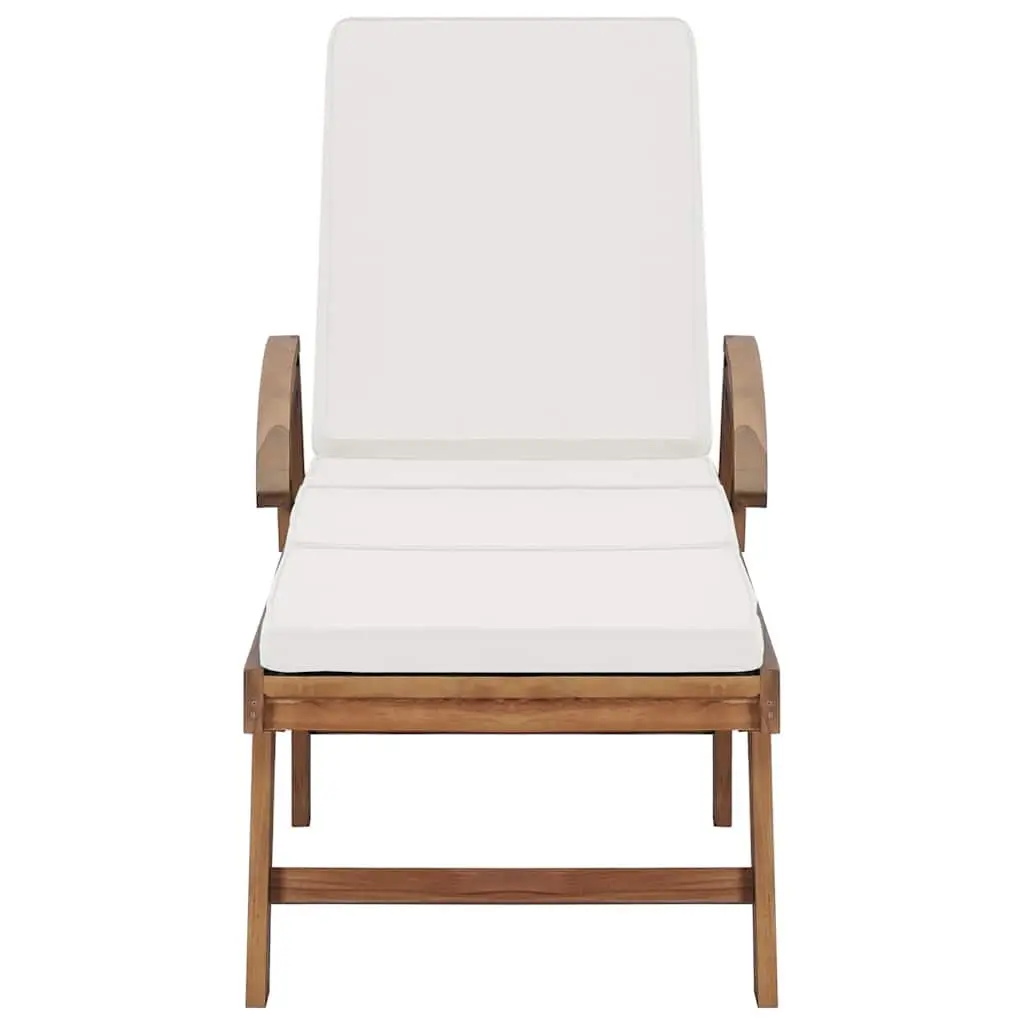 Sun Loungers Adjustable Backrest 2 Piece Cream Cushions