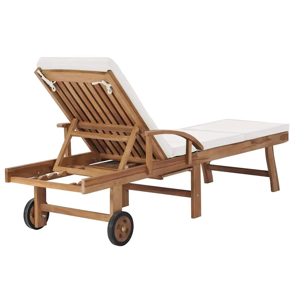 Sun Loungers Adjustable Backrest 2 Piece Cream Cushions