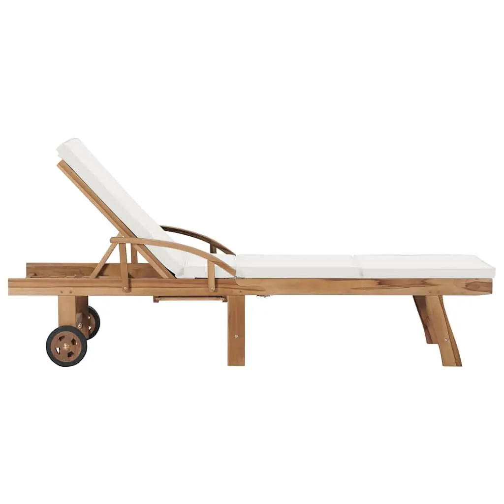 Sun Loungers Adjustable Backrest 2 Piece Cream Cushions