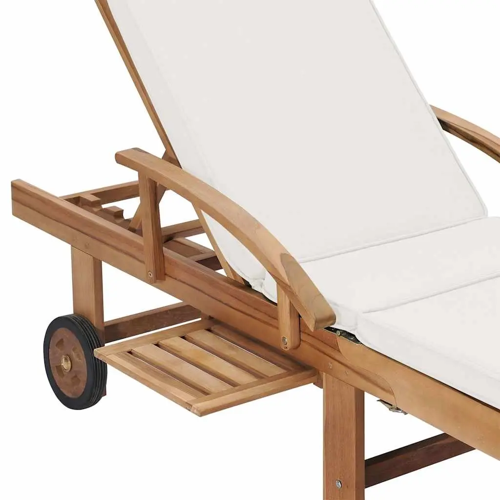 Sun Loungers Adjustable Backrest 2 Piece Cream Cushions