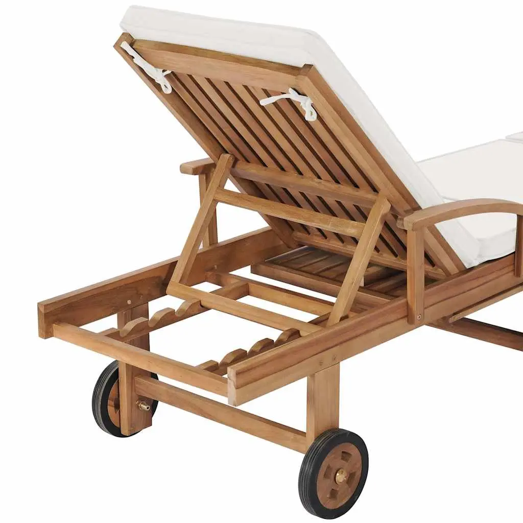 Sun Loungers Adjustable Backrest 2 Piece Cream Cushions