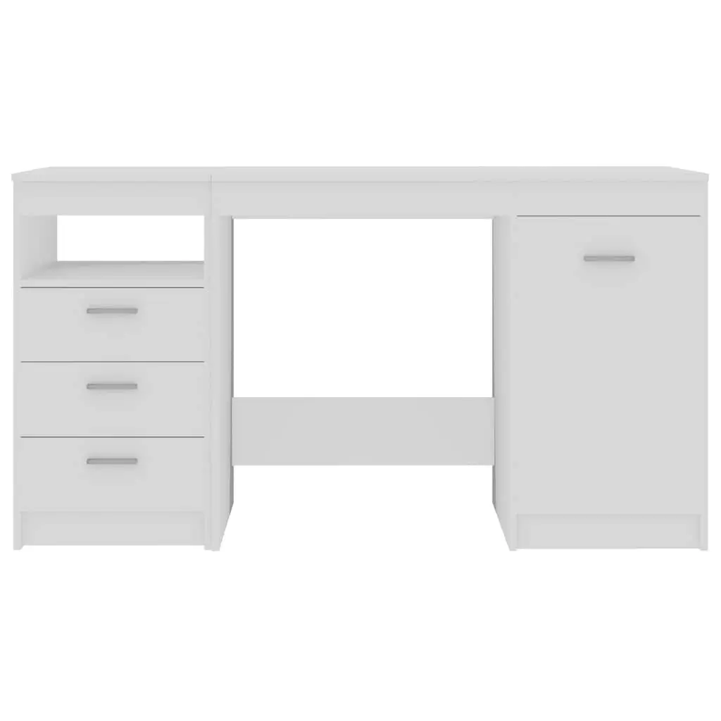 White Office Desk with Storage Drawers Door Engineered Wood Study Writing Table