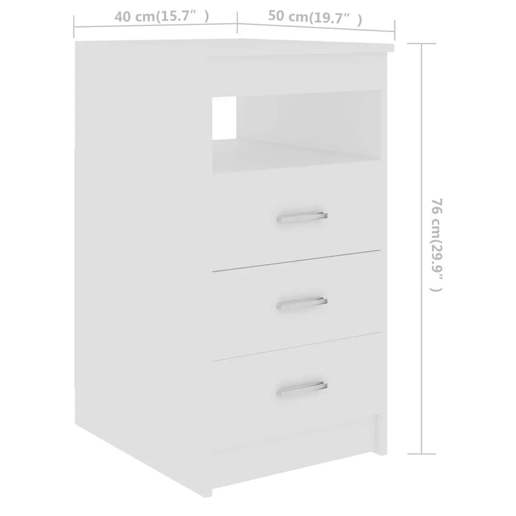 White Office Desk with Storage Drawers Door Engineered Wood Study Writing Table