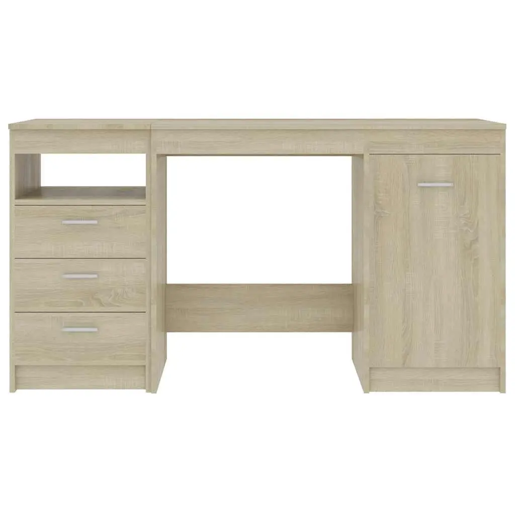 Engineered Wood Office Desk with Drawers Storage Brown 140x50x76cm Study