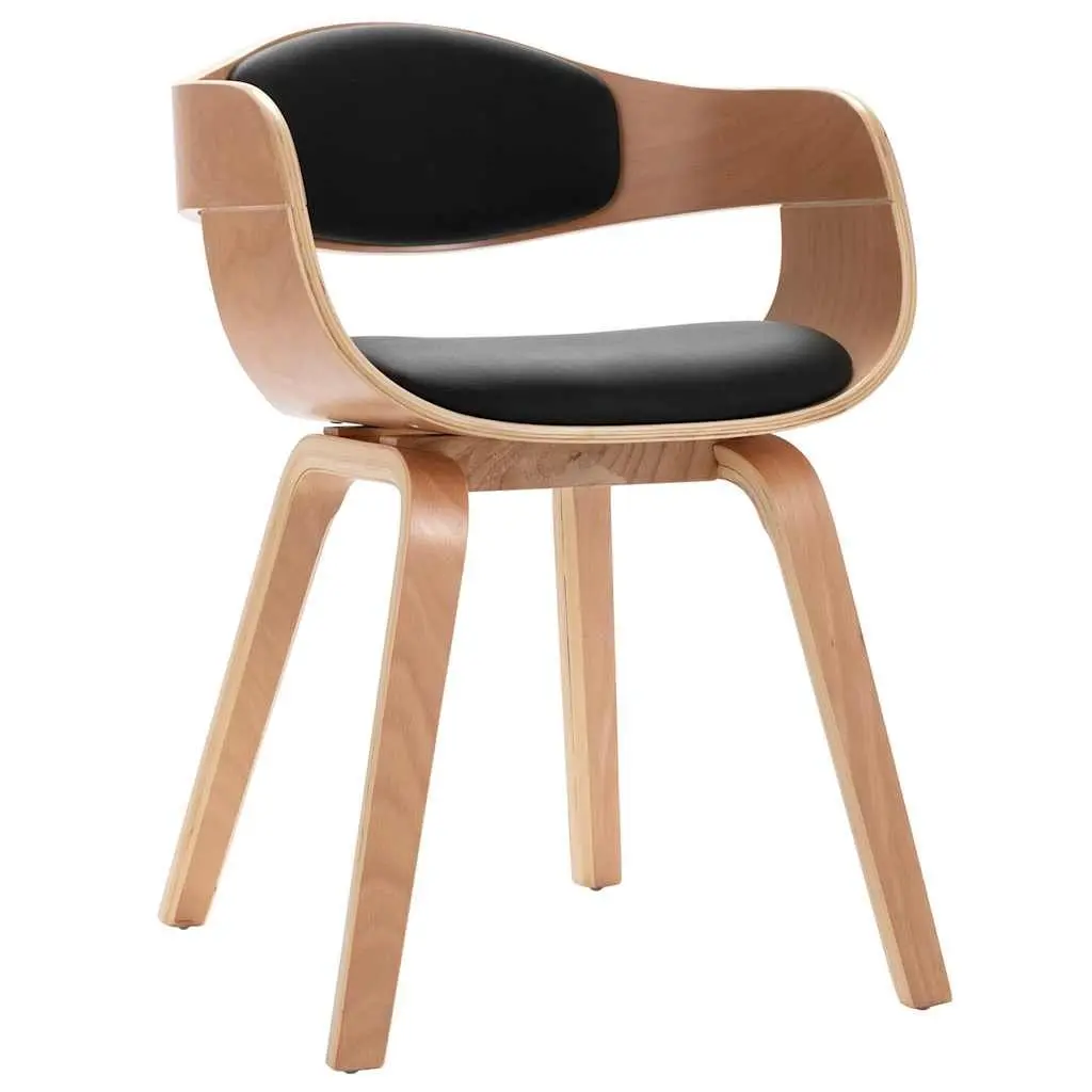 Dining Chairs Set 4 pcs Faux Leather Padded Black Bent Wood Frame