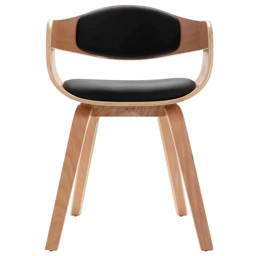 Dining Chairs Set 4 pcs Faux Leather Padded Black Bent Wood Frame