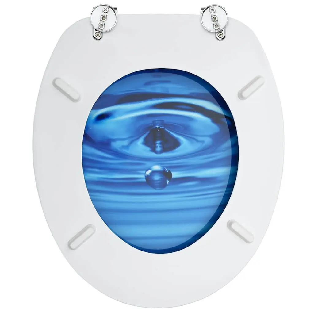 Toilet Seats with Lid 2 Pack Blue Water Drop Design Bathroom Accessory