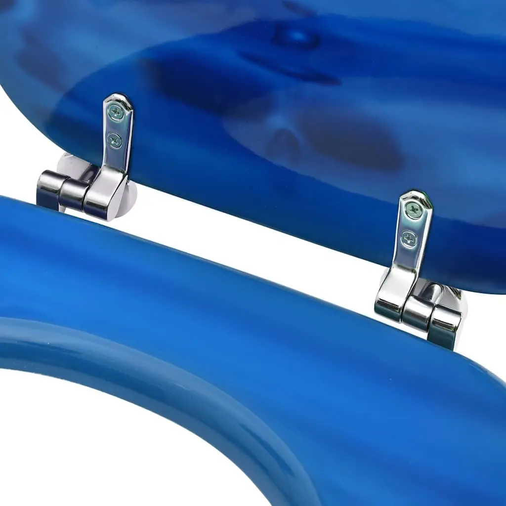 Toilet Seats with Lid 2 Pack Blue Water Drop Design Bathroom Accessory
