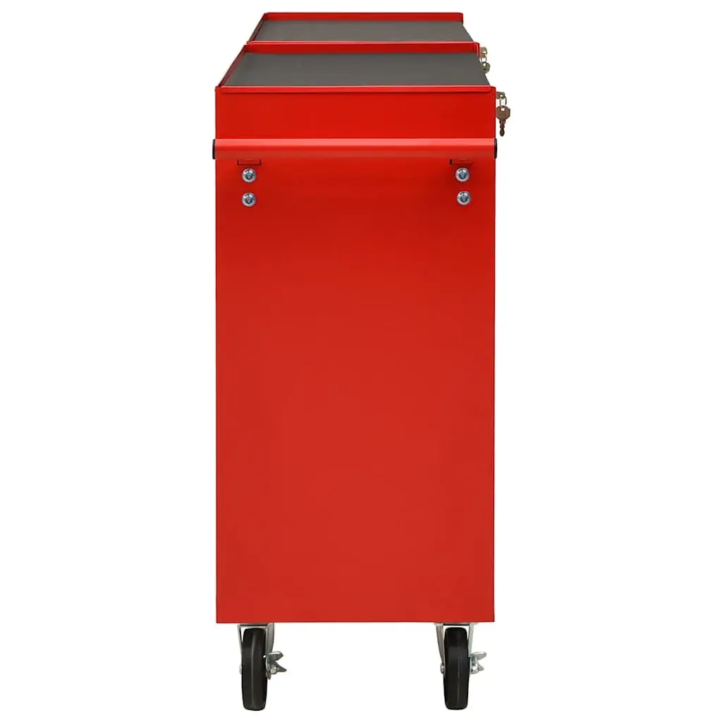 Tool Trolley Steel Workshop Storage Cabinet 10 Drawers Red Organiser
