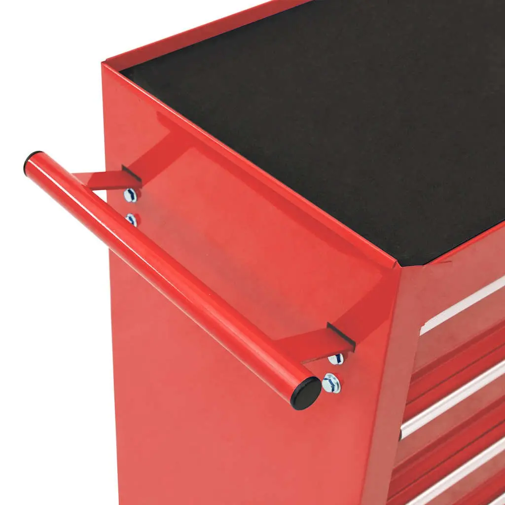Tool Trolley Steel Workshop Storage Cabinet 10 Drawers Red Organiser