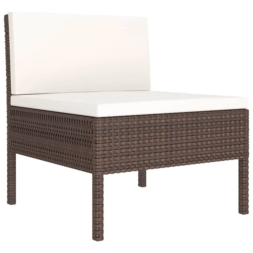 Garden Lounge Set 6 Piece Outdoor Furniture Cushioned Brown