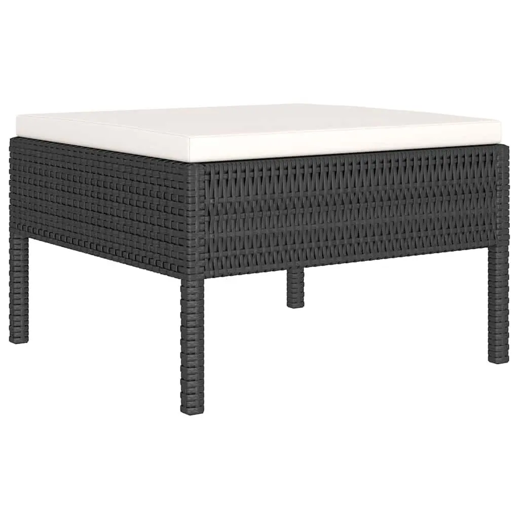 Garden Lounge Set 6 Piece Poly Rattan Outdoor Furniture with Cushions Black