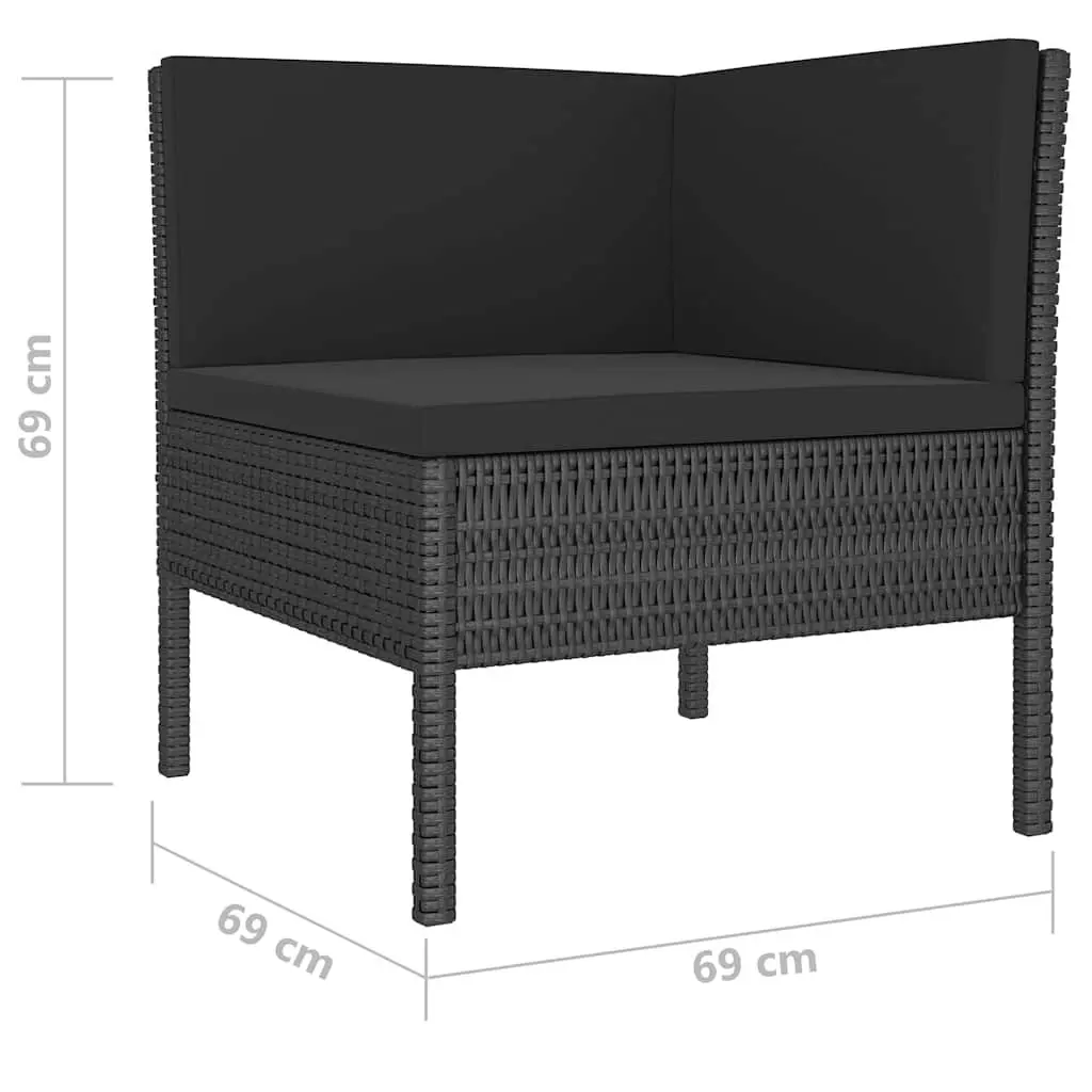 Garden Lounge Set Modular Outdoor Furniture 4 Piece Black PE Rattan