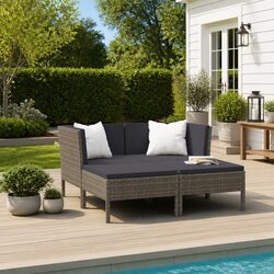 Comfortable 4-Piece Garden Lounge Set with Grey Cushions