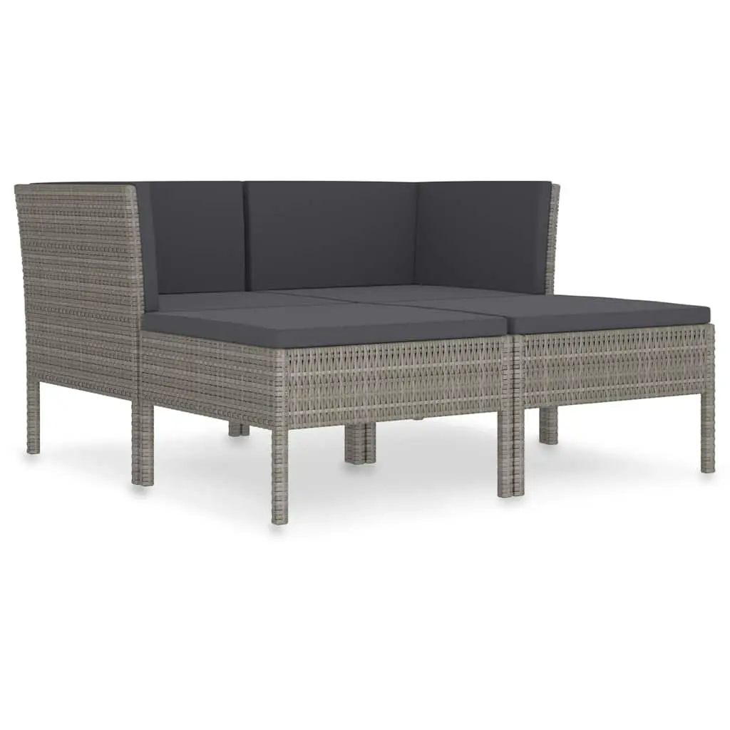 Garden Lounge Set 4 Piece Outdoor Furniture Cushions Grey