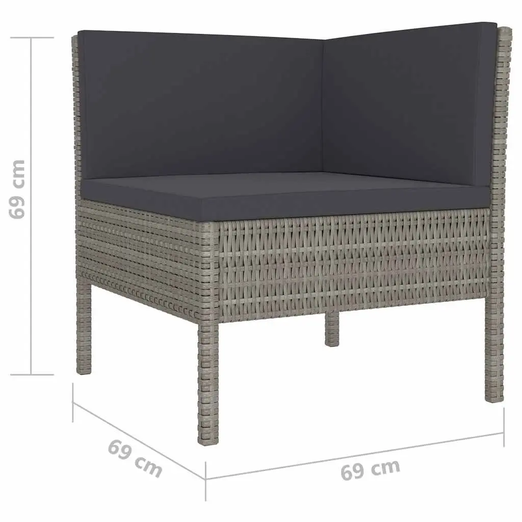 Garden Lounge Set 4 Piece Outdoor Furniture Cushions Grey