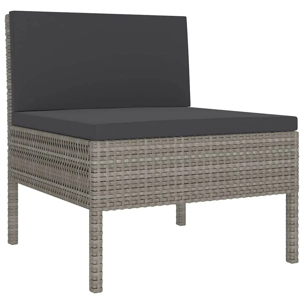 Garden Lounge Set 6 Piece Outdoor Furniture Modular Grey with Cushions
