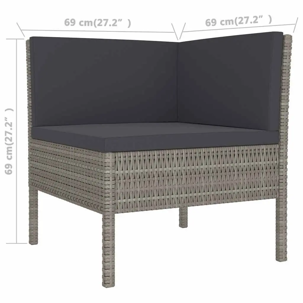 Garden Lounge Set 6 Piece Outdoor Furniture Modular Grey with Cushions