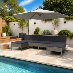 Cozy 6-Piece Outdoor Furniture Set with Grey Cushions