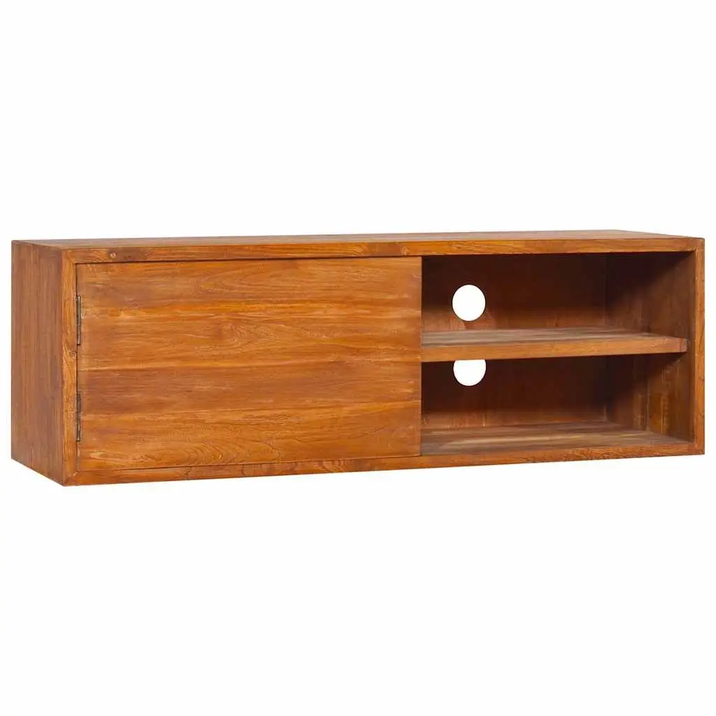 Solid Teak 180cm Wall-Mounted TV Cabinet for Storage
