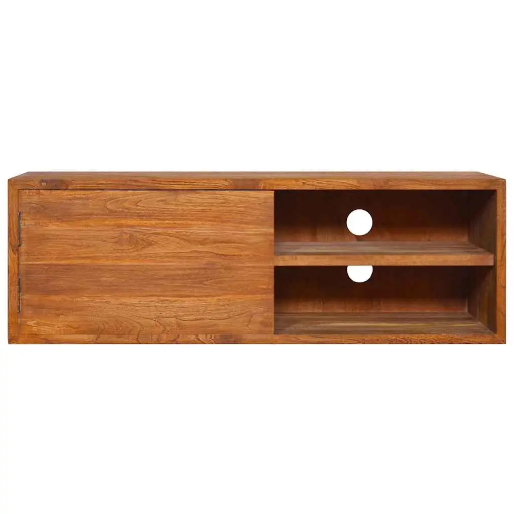 Solid Teak 180cm Wall-Mounted TV Cabinet for Storage
