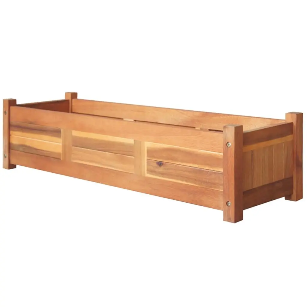 Wooden Planter Box Garden Raised Beds 2 Piece Outdoor Vegetable Herb Flower Brown 100 x 30 x 25 cm