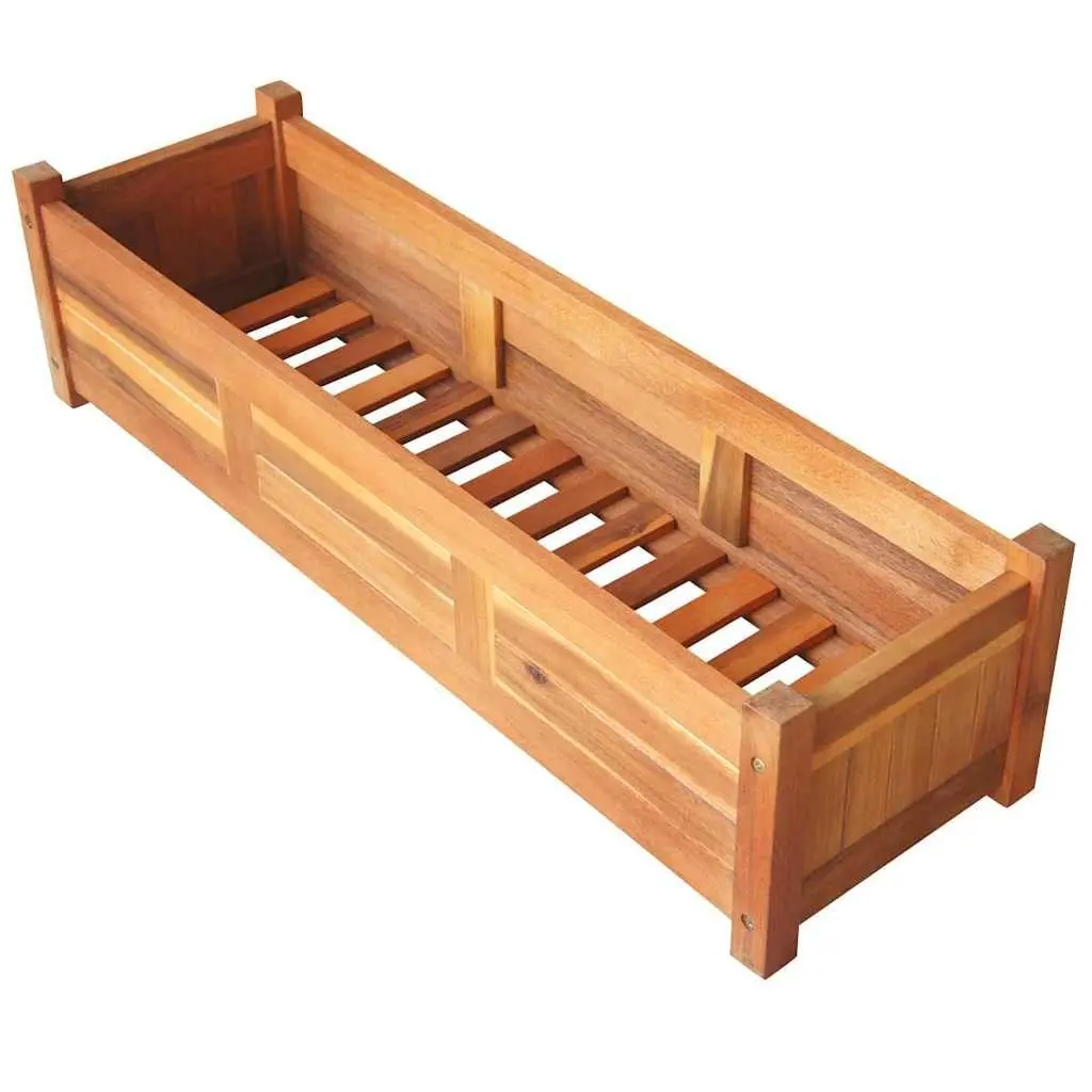 Wooden Planter Box Garden Raised Beds 2 Piece Outdoor Vegetable Herb Flower Brown 100 x 30 x 25 cm