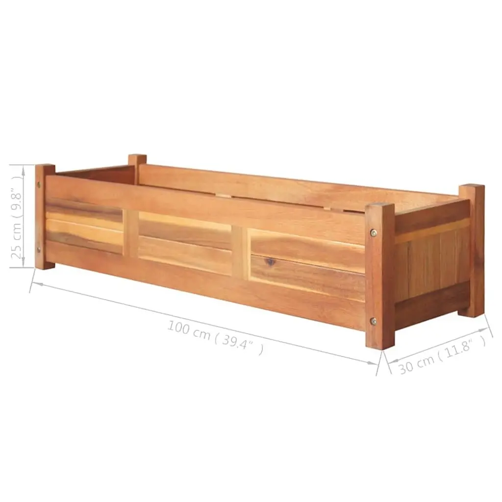 Wooden Planter Box Garden Raised Beds 2 Piece Outdoor Vegetable Herb Flower Brown 100 x 30 x 25 cm