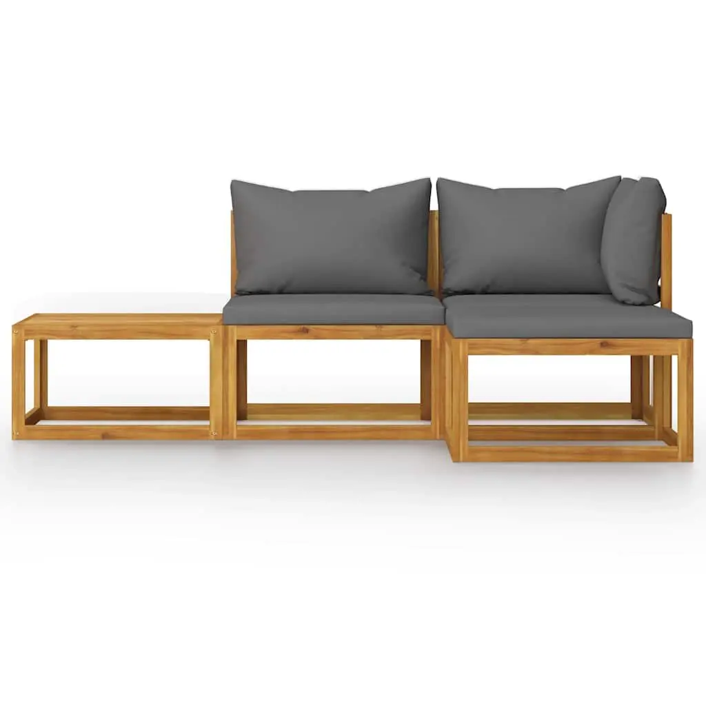 Garden Lounge Set Outdoor Furniture 4 Piece with Cushions Coffee Table Grey