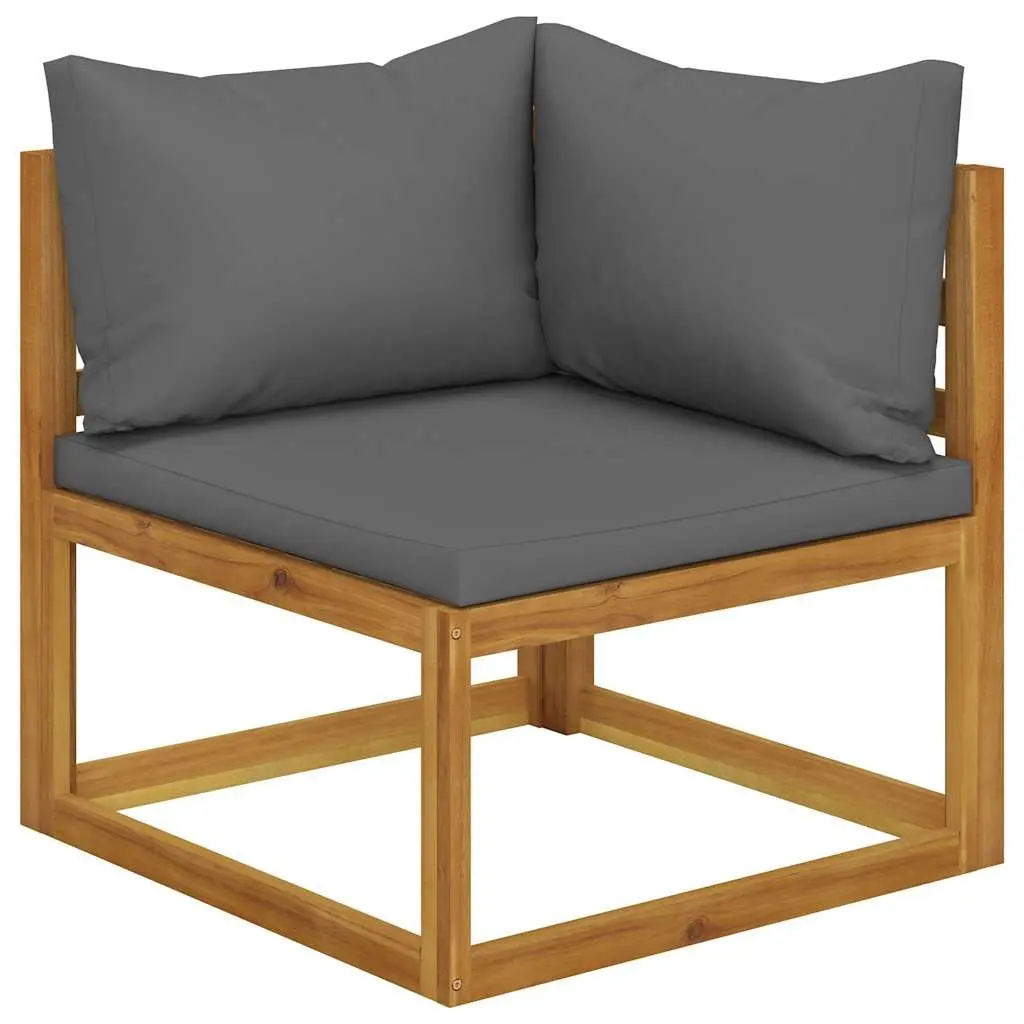 7 Piece Outdoor Garden Lounge Set Modular Patio Furniture Grey Acacia Wood Sofa Coffee Table