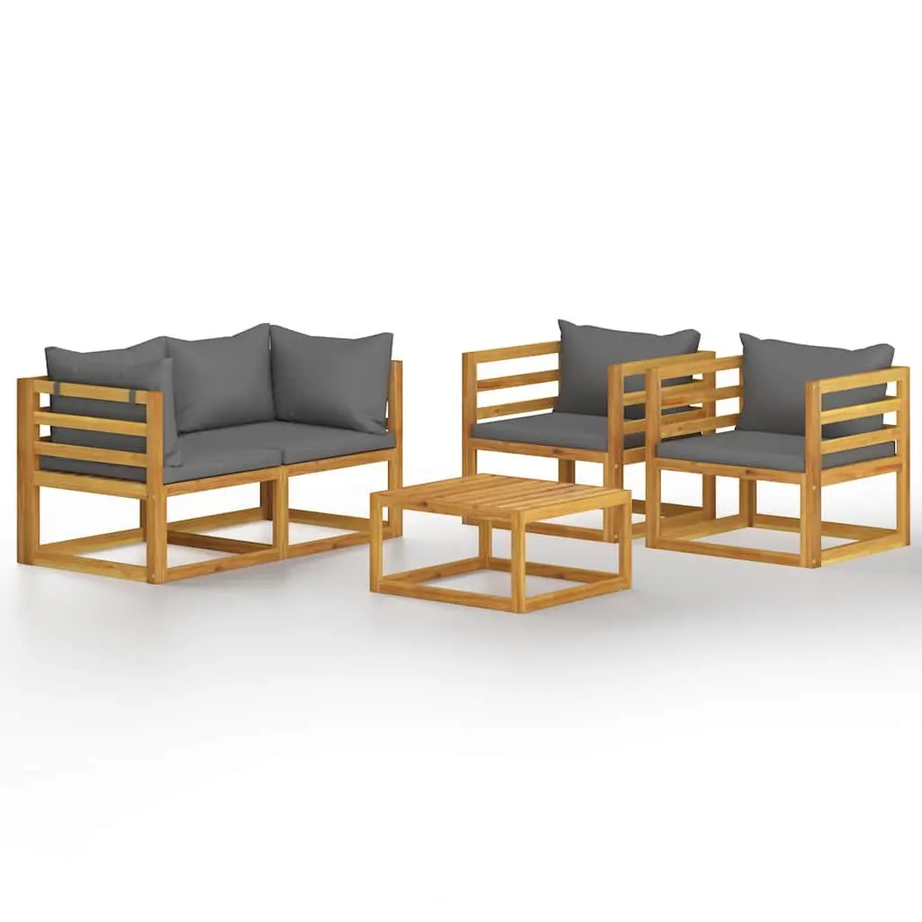 5 Piece Garden Lounge Set Outdoor Furniture Cushions Coffee Table Grey