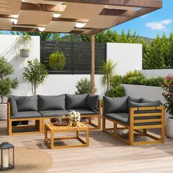 Value-Rich 6-Piece Garden Lounge Set with Grey Cushions
