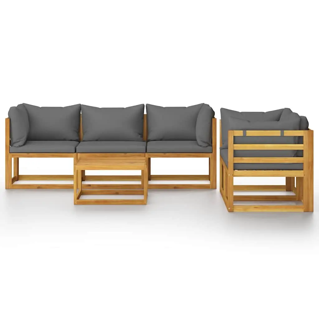 Garden Lounge Set Outdoor Patio Furniture 6 Piece Grey Acacia