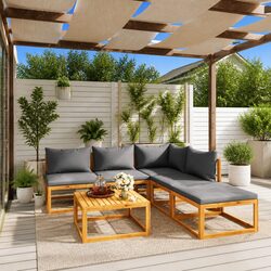 Comfortable 6 Piece Grey Lounge Set for Outdoor Use