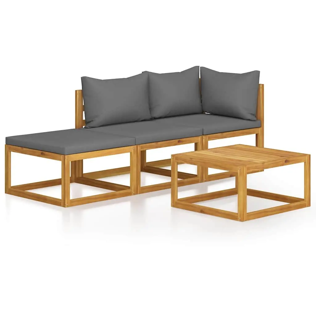 Garden Lounge Set 4 Piece Outdoor Furniture with Cushions Grey