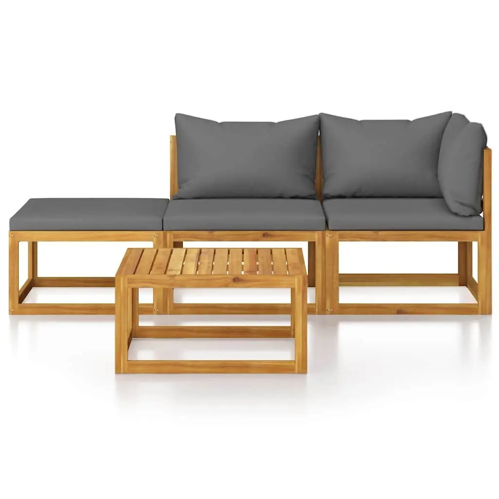 Garden Lounge Set 4 Piece Outdoor Furniture with Cushions Grey