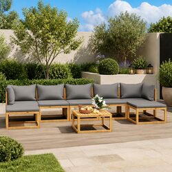 Reliable 8 Piece Outdoor Lounge Set with Acacia Frame